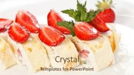  Presentation with strawberry - Slide deck with sweet rolls with strawberry background and a lemonade colored foreground