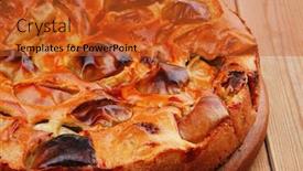  Presentation with round table - Audience pleasing theme consisting of sweet round apple pie served on wooden table backdrop and a red colored foreground