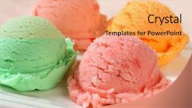  Presentation with ice cream - PPT layouts enhanced with sweet shop - detail of ice cream selection background and a coral colored foreground