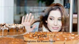  Presentation with bakery - Beautiful PPT theme featuring sweet shop - lady in scarf looking backdrop and a coral colored foreground