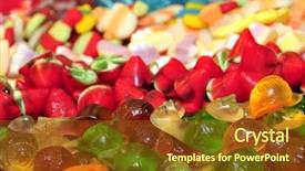  Presentation with ready - Theme enhanced with sweet shop - pile of candies ready background and a  colored foreground