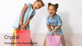  Presentation with cute household shopping - Slides consisting of sweet shop - two cute african girls background and a coral colored foreground