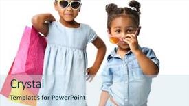  Presentation with cute household shopping - Colorful slides enhanced with sweet shop - two cute african girls backdrop and a sky blue colored foreground