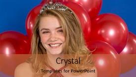  Presentation with teenage - PPT layouts with model posing in a tiara background and a red colored foreground