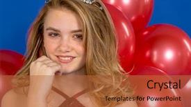  Presentation with model persia kuno - Theme having model posing in a tiara background and a red colored foreground