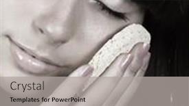  Presentation with skincare - Slides with sweet skincare attractive girl applying face pack background and a light gray colored foreground
