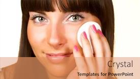  Presentation with skincare - Audience pleasing theme consisting of sweet skincare attractive girl applying face pack backdrop and a coral colored foreground