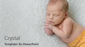  Presentation with newborn - PPT theme consisting of sweet-sleeping-newborn-boy background and a light gray colored foreground