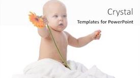  Presentation with sweet - Audience pleasing slides consisting of sweet-small-baby-with-flower backdrop and a white colored foreground