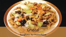  Presentation with asian food - Presentation theme with sweet sour - asian food background and a gold colored foreground