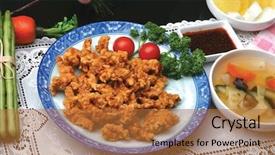  Presentation with asian food - PPT theme consisting of sweet sour - asian food background and a  colored foreground