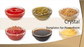  Presentation with sauce - Audience pleasing presentation design consisting of sweet sour - bowl with sauce set isolated backdrop and a coral colored foreground