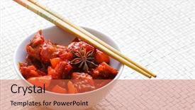  Presentation with medicina tradicional chinesa chinese herb - Presentation enhanced with sweet sour - chinese dish - beef background and a  colored foreground