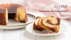  Presentation with bundt cake - Presentation design with sweet-sponge-cake-bundt-cake background and a lemonade colored foreground