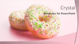  Presentation with donuts pink - Presentation theme featuring sweet-sprinkled-donuts-on-pink background and a pink colored foreground