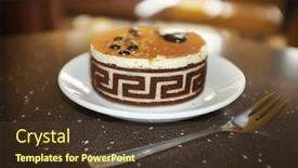  Presentation with cafe - Cool new slide deck with sweet-tasty-cake-in-cafe backdrop and a tawny brown colored foreground