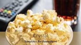  Presentation with remote - Presentation theme consisting of sweet-tasty-popcorn-in-bowl background and a yellow colored foreground