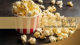  Presentation with black paper - Presentation design consisting of sweet-tasty-popcorn-in-striped background and a yellow colored foreground