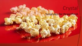  Presentation with popcorn - PPT theme enhanced with sweet-tasty-popcorn-on-red background and a red colored foreground