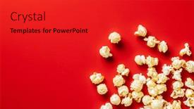  Presentation with popcorn - Amazing slide set having sweet-tasty-popcorn-on-red backdrop and a red colored foreground