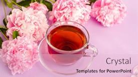  Presentation with tea party - Beautiful PPT theme featuring sweet-tea-with-peonies-romantic backdrop and a lemonade colored foreground