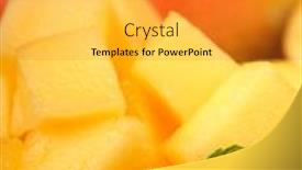  Presentation with mango - Amazing slide deck having sweet-tropical-mango-diced backdrop and a gold colored foreground