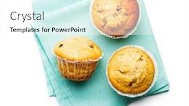  Presentation with muffins - PPT theme with sweet-vanilla-muffins-isolated background and a white colored foreground