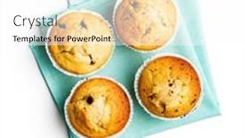  Presentation with muffins - Presentation theme enhanced with sweet-vanilla-muffins-isolated background and a white colored foreground