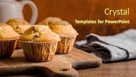  Presentation with muffins - Slide set featuring sweet-vanilla-muffins background and a tawny brown colored foreground