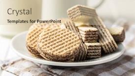  Presentation with wafer - Amazing PPT theme having sweet-wafer-biscuits-on-plate backdrop and a lemonade colored foreground
