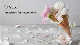  Presentation with water droplets - Colorful PPT theme enhanced with sweet wafer cones with gentle backdrop and a light gray colored foreground