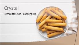  Presentation with white plate - Slide set featuring sweet-waffle-tubes-rolls background and a white colored foreground