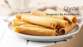  Presentation with tubes - Presentation design featuring sweet-waffle-tubes-rolls background and a lemonade colored foreground