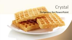  Presentation with waffles - Presentation enhanced with sweet waffles on plate isolated on white background and a blonde colored foreground