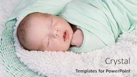  Presentation with baby sleeping - Presentation design consisting of a nappy newborn baby background and a light gray colored foreground