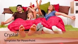  Presentation with family theray - Colorful PPT theme enhanced with sweet young family having fun backdrop and a coral colored foreground
