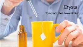  Presentation with pipette - Presentation design consisting of sweetener fluid and hand background and a light blue colored foreground