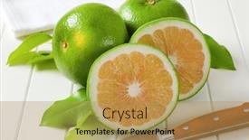  Presentation with fruits - Slide set consisting of sweetie-fruits-green-grapefruits-pomelits background and a coral colored foreground