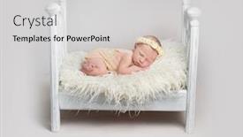  Presentation with sleeping baby - PPT theme consisting of sweetly sleeping baby girl in the crib background and a light gray colored foreground
