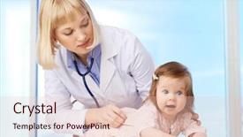  Presentation with doctor taking care of baby - Beautiful PPT theme featuring make up woman face contour and highlight makeup backdrop and a soft green colored foreground