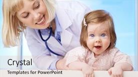  Presentation with doctor taking care of baby - Cool new PPT theme with sweetness success medical treatment - lovely pediatrician taking care backdrop and a lemonade colored foreground