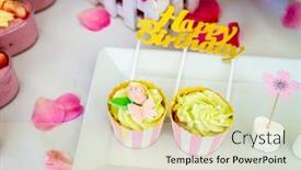  Presentation with catering - Colorful presentation enhanced with sweets and desserts table decorated for a party catering services backdrop and a blonde colored foreground