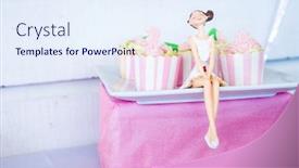  Presentation with catering - Cool new presentation design with sweets and desserts table decorated for a party catering services backdrop and a sky blue colored foreground