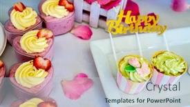  Presentation with catering - Colorful presentation theme enhanced with sweets and desserts table decorated for a party catering services backdrop and a lemonade colored foreground