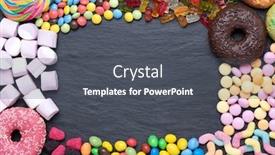  Presentation with sweets - Beautiful slide deck featuring sweets-candy-cookies backdrop and a dark gray colored foreground