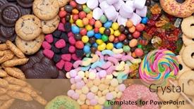  Presentation with sweets - PPT theme with sweets-candy-cookies background and a coral colored foreground