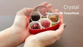  Presentation with food red - Slide set enhanced with sweets-confectionery-and-food-concept background and a coral colored foreground