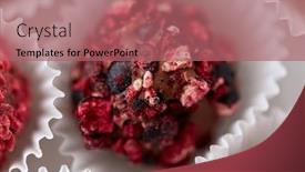  Presentation with paper cups - Beautiful PPT theme featuring sweets-confectionery-and-food-concept backdrop and a coral colored foreground