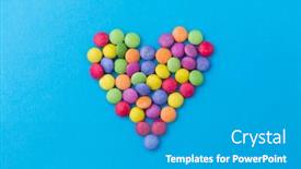  Presentation with candy heart - Cool new PPT theme with shape of heart on blue backdrop and a teal colored foreground