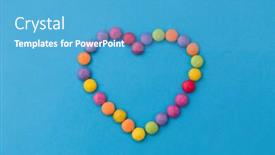  Presentation with candy heart - Presentation theme enhanced with sweets-confectionery-and-valentine-s background and a teal colored foreground